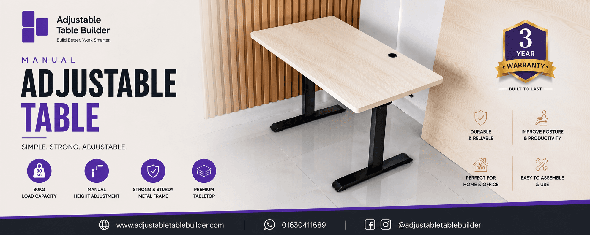 Electric Adjustable Standing Desk — Dual motor, whisper-quiet lift.